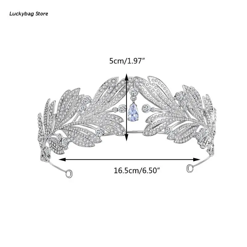 

X5XE Zirconia Crystal Shiny Hair Hoop Royal Style Rhinestone Headwear Princess Headpieces Hair Accessories for Wedding Party