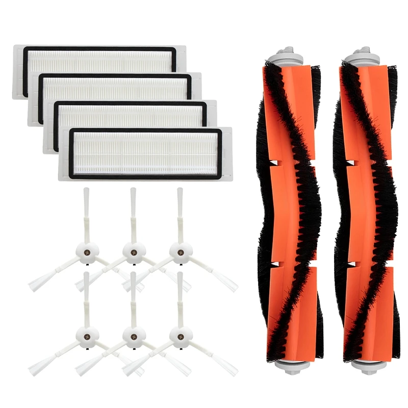 6 боковая щетка + 4 фильтра HEPA 2 Основные Роликовые щетки для Xiaomi Vacuum Roborock S50 S51 MI