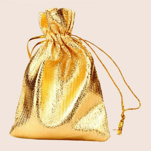 25Pcs Drawstring Non-Woven Fabric Voile Jewelry Favour Wedding Candy Gift Pouch Bags (Golden) | Дом и сад