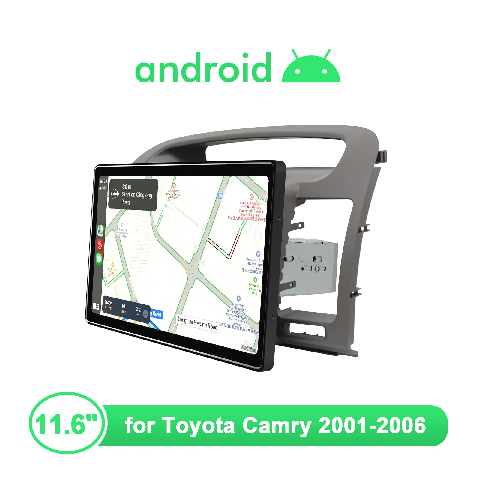 저렴한 자동차 라디오 Android10 중앙 멀티미디어 플레이어 헤드 유닛 무선 Carplay 4G 도요타 캠리 2001-2006 11.6 인치 큰 화면