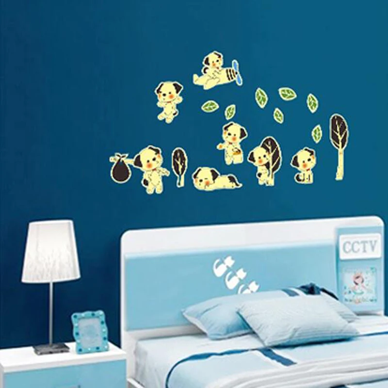 Светящиеся Настенные наклейки для собак украшения туалета ванной спальни ПВХ