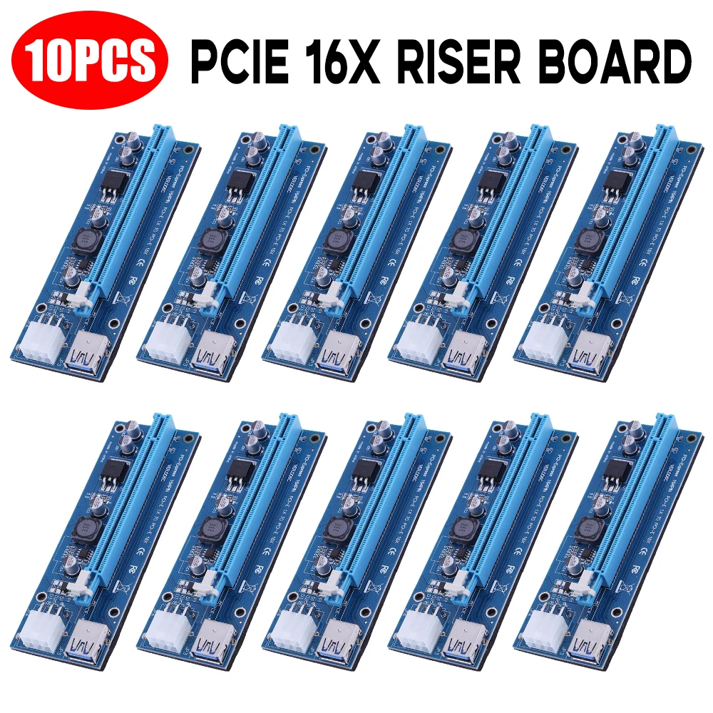 Плата расширения PCI-E Express 16X 4/6/10 шт. с 6-контактным портом питания PCIe для кабеля USB 3 0