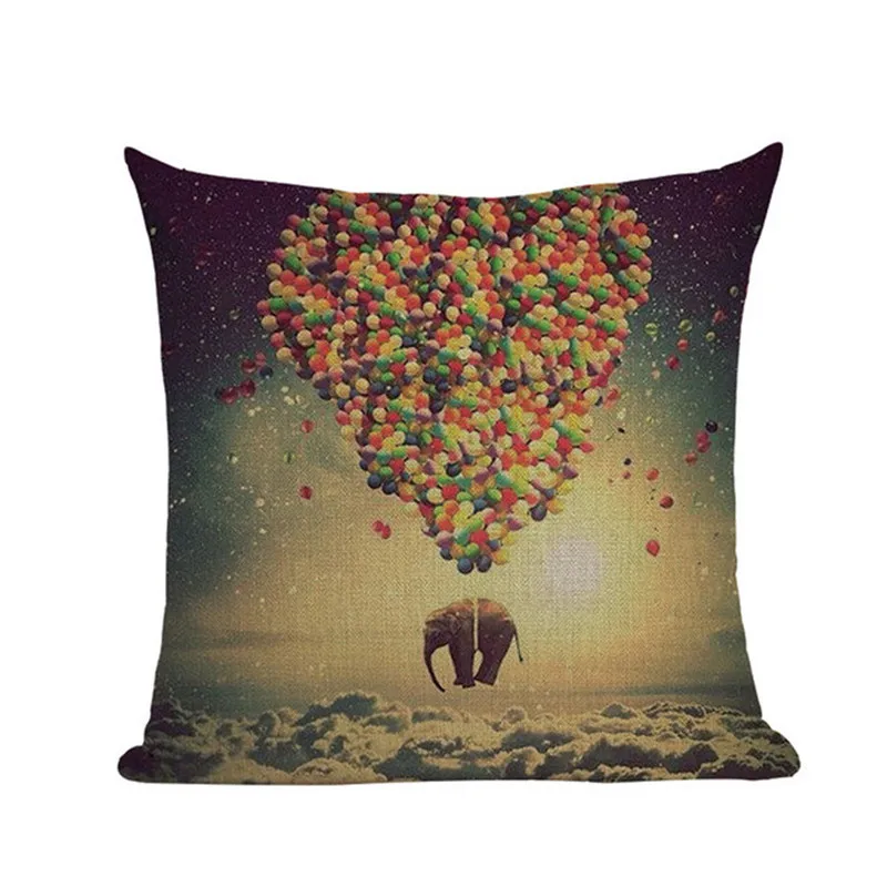 Hot Air Balloon Pillow Linen Cushion Decorative Pillows Christmas Decor Throw For Home 45*45cm Almofada Cojines | Дом и сад