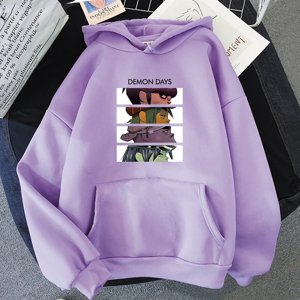 Толстовка с капюшоном музыкальным рисунком Gorillaz топы женская уличная одежда в