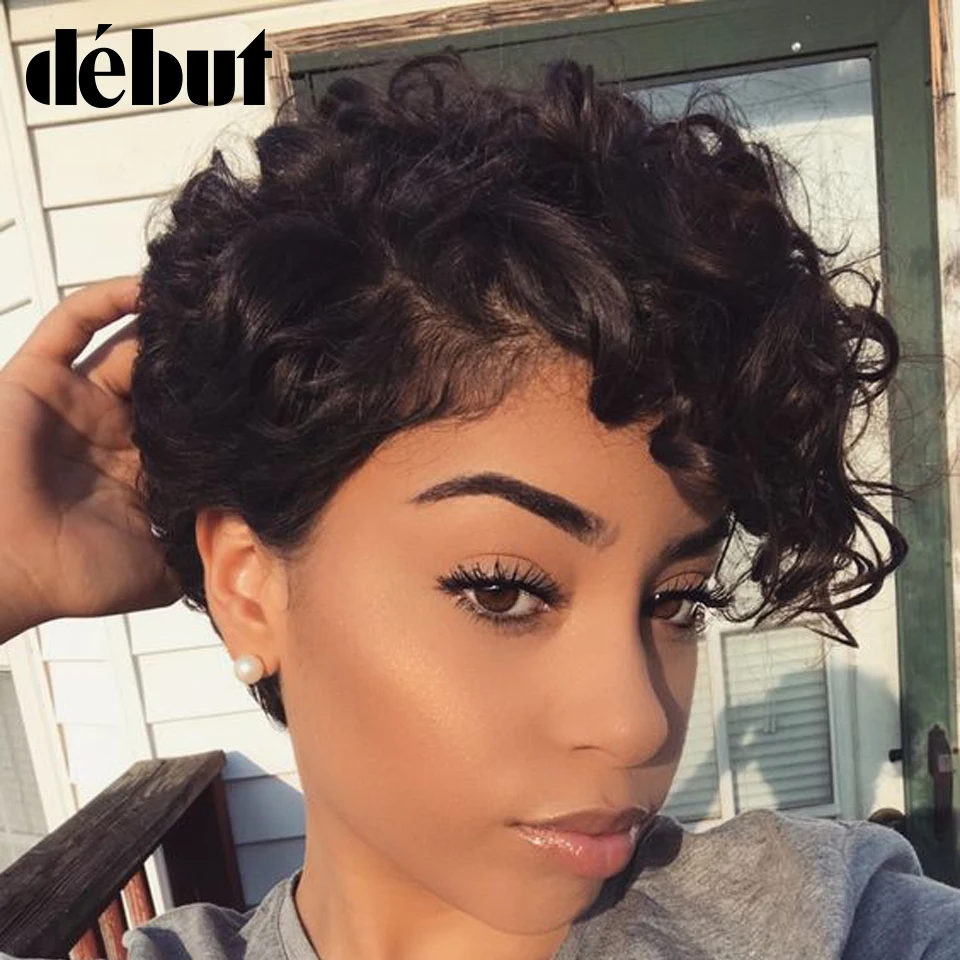 Дебютные парики из человеческих волос для чернокожих женщин модные вьющиеся