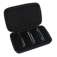 pu leather black harmonica zippered carrying case storage bag for 7 harmonicas kongsheng 10 hole harmonica bag