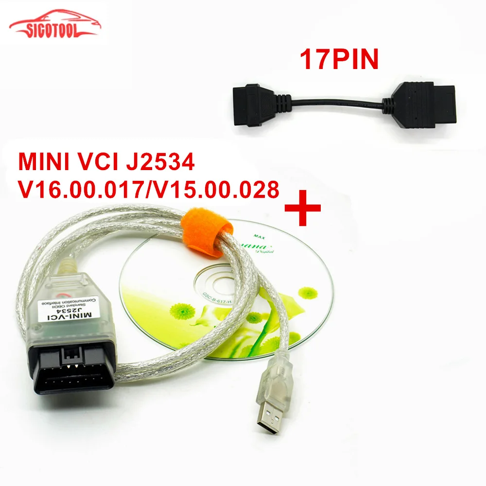 Мини VCI V16.00.017 последняя версия FTDI FT232RL чип высокая производительность OBD J2534 для