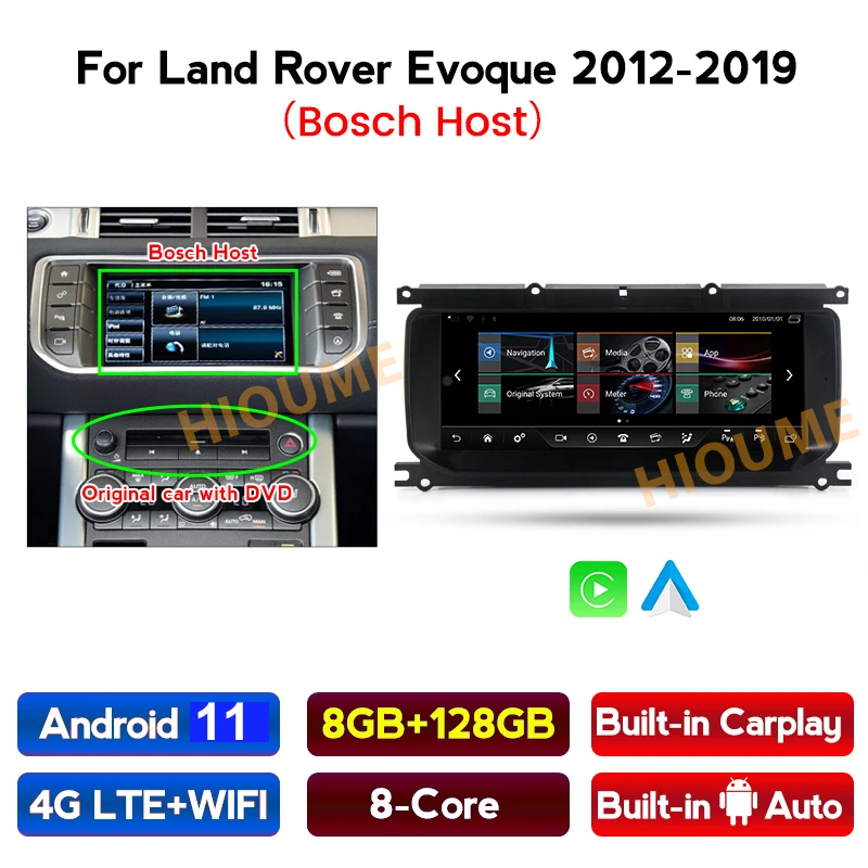 android 11 8128g car dvd radio multimedia player gps for land rover range rover evoque lrx l538 2012 2019 harman bosch host free global shipping