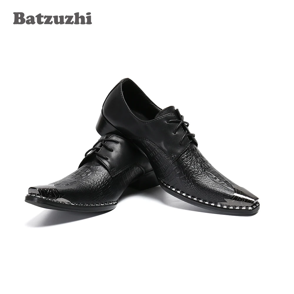 

Batzuzhi Black Lace-up Leather Business Dress Shoes Formal Leather Dress Shoes Flats Chaussures Hommes, BIG Sizes US6-12,EU38-46