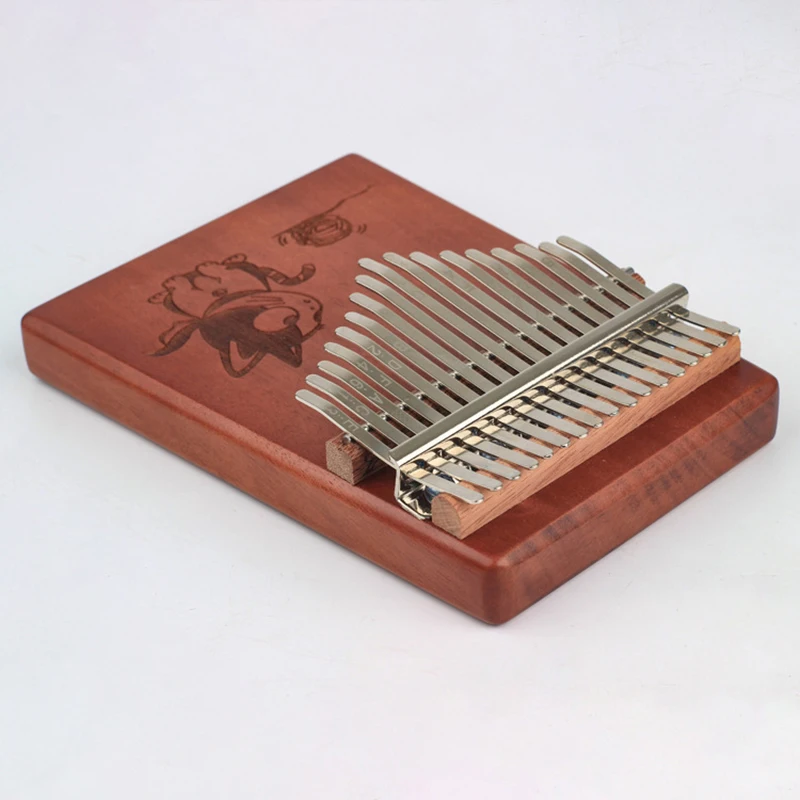 Kalimba 17 клавишный рояль из красного дерева с животным узором Детские Музыкальные