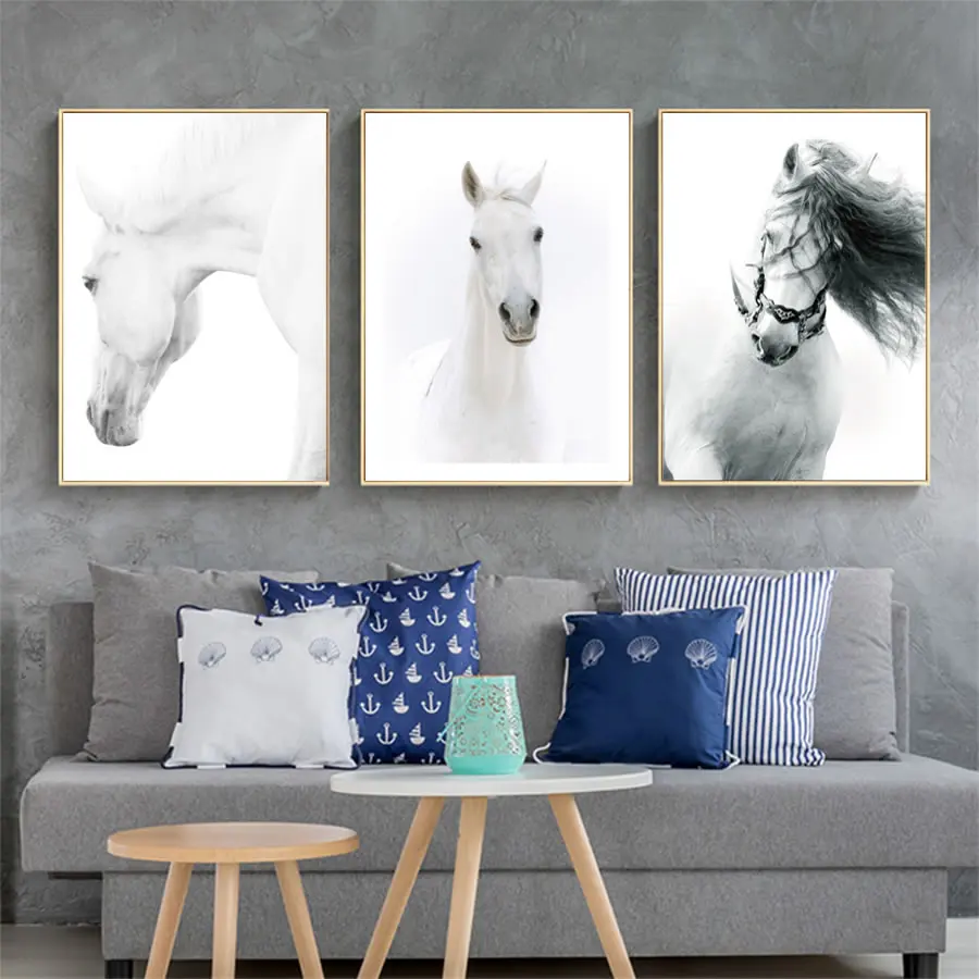 Скандинавский минималистичный черно белый животный живопись на холсте с