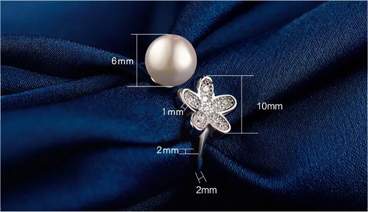 Bague Ringen, горячая Распродажа, циркон, цветок, натуральный жемчуг, Женские Ювелирные изделия, чистый 925 пробы, серебро, милый подарок, регулируемое открытие