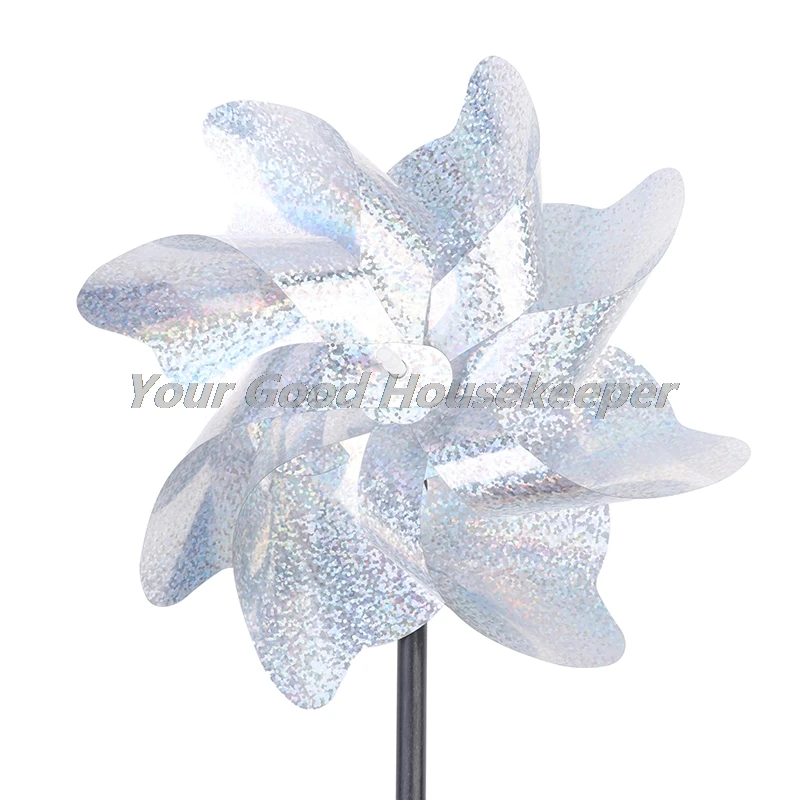 

Sparkly Silver Pinwheels Reflective Pinwheel Scare Birds Away for Garden