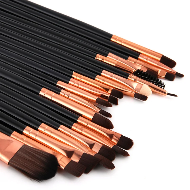T-20pcs Набор кистей для макияжа 1-20 шт./лот, тени для век, растушевка, подводка для глаз, ресницы, кисти для макияжа бровей, профессиональные мягкие кисти для теней - Handle Color: T-20pcs