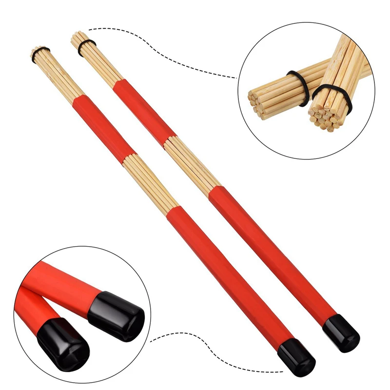 

1 Pair Drum Brushes Retractable Wire Brushes Drums Drum Sticks Brush with 24Pcs Drum Dampeners