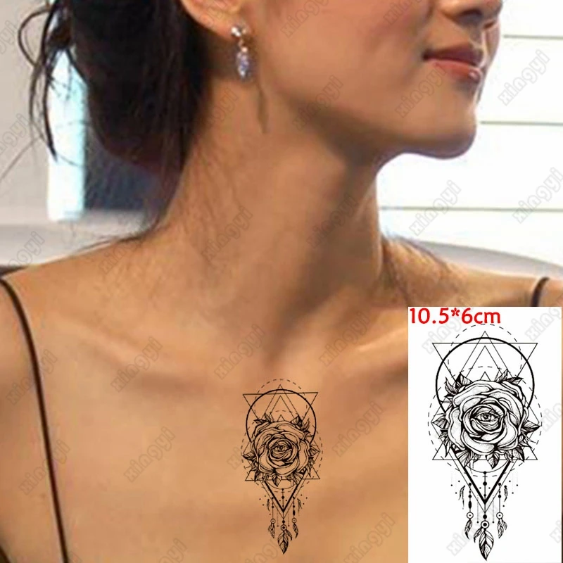 

Водостойкая Временная тату-наклейка эскиз розы цветы животные змея Крест Поддельные тату флэш-тату ноги руки татуаж для женщин и мужчин