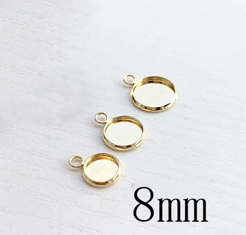 8mm gold Basehome 20 штук Нержавеющая сталь Настройки Подвесные кабошоны базовые рамка Лотки пустой подходит 6/8/10/12/14/16/18/20 мм кабошоны Камея "сделай сам" - Цвет: 8mm gold