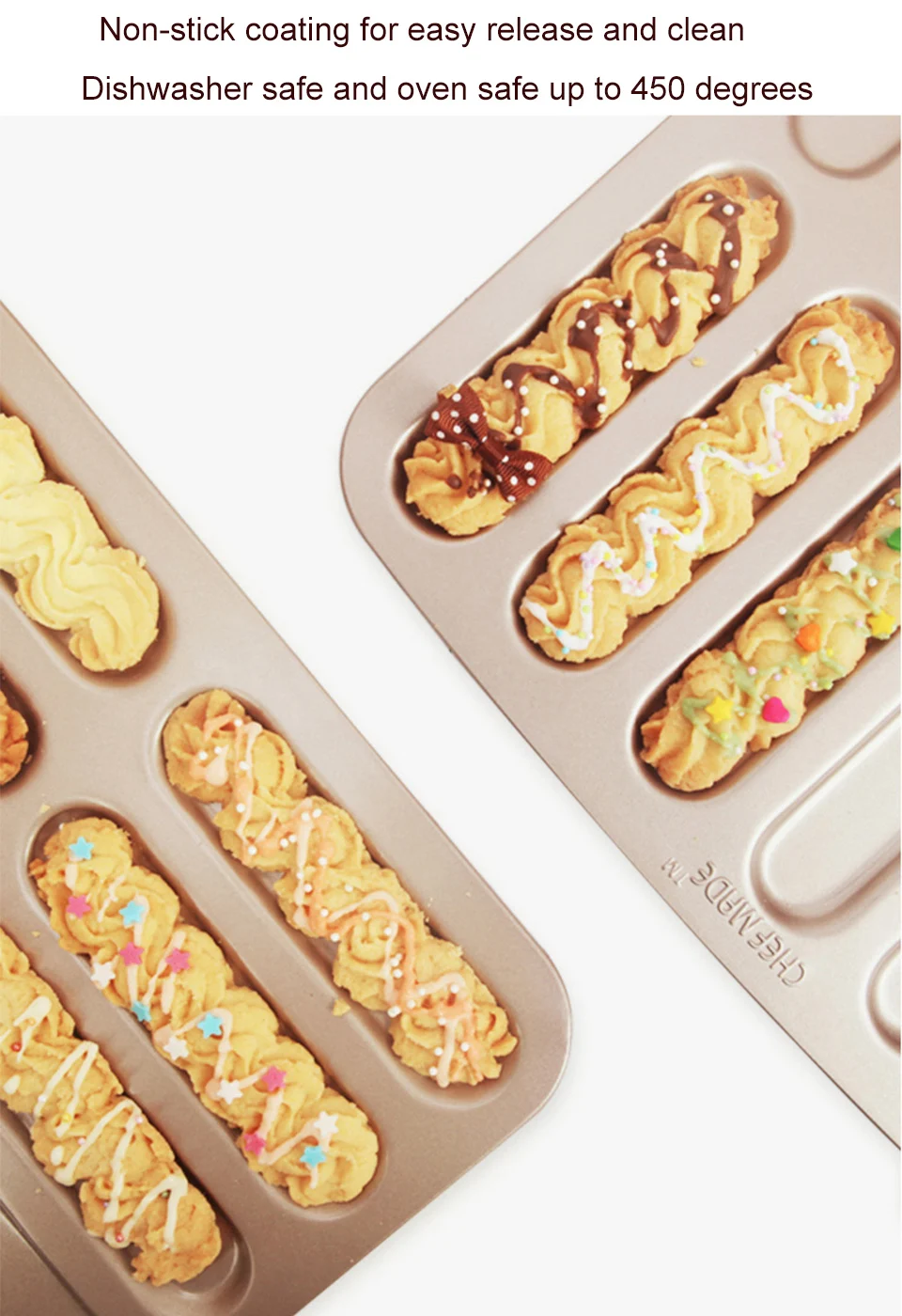 Mylifeюнит 14 полость форма для хлеба пирога антипригарное Eclair Pan углеродистая сталь молния слоеного лотка длинные полосы печенье в виде пальцев плесень