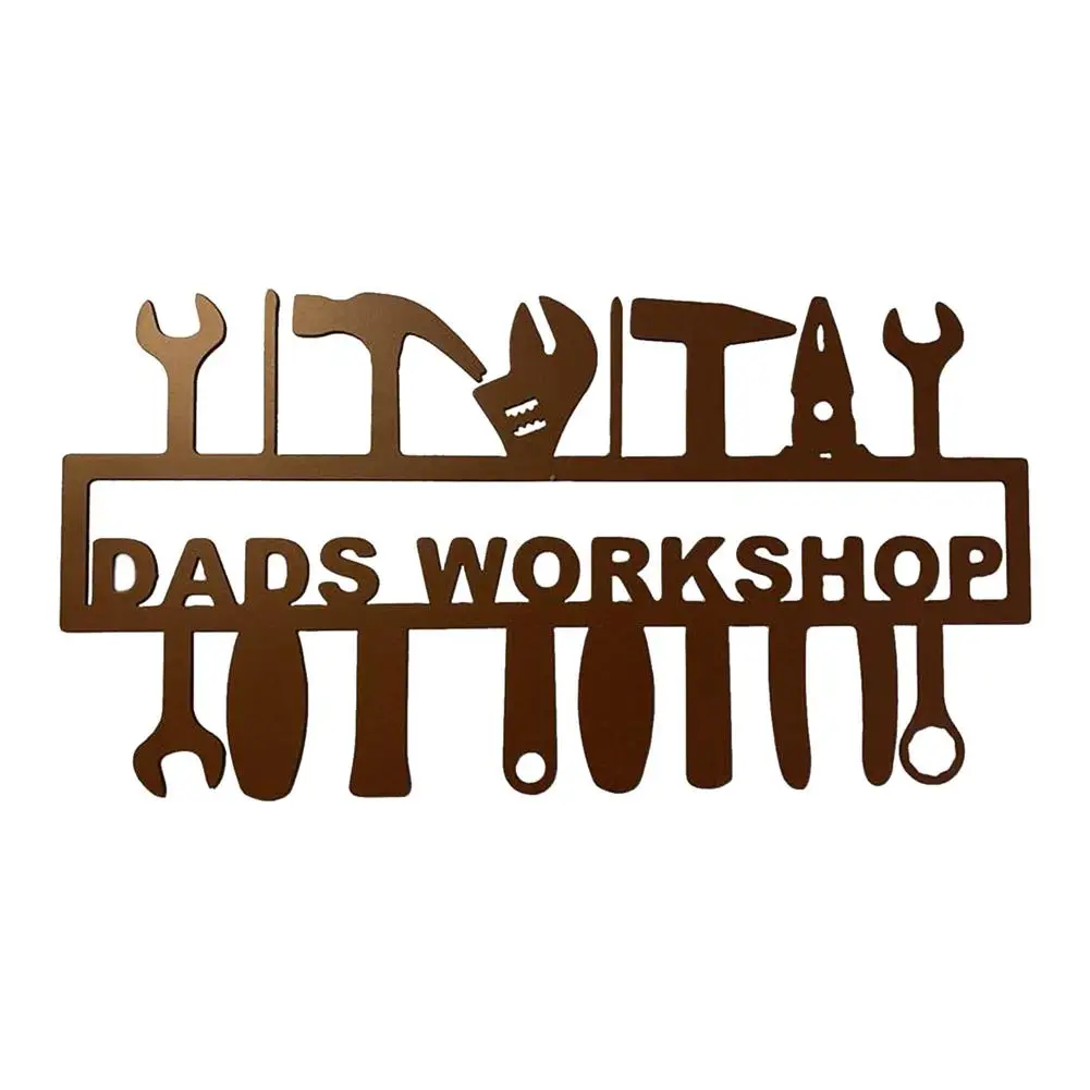 

decoration board dad's Workshop letter Wall Hanging Ornaments Stainless Steel home garden Repair Room Gift decor Pendant