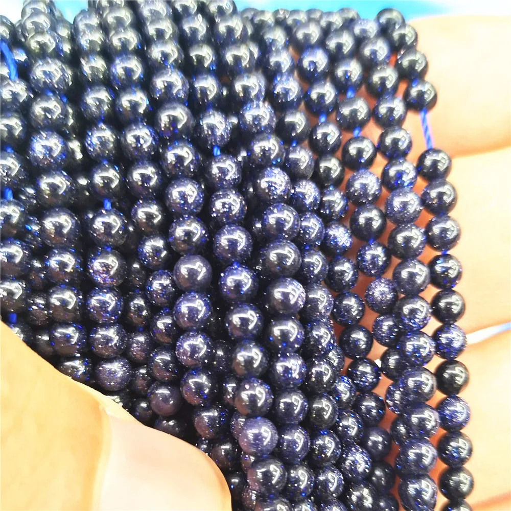

Wholesale 1060pcs Natural Blue SandStone Round Loose Beads 2 MM 3MM To Choose The Size for Jewelry Making