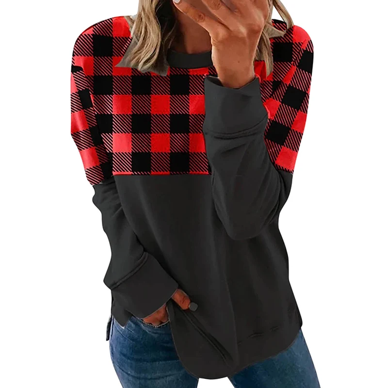 

Vintage Elegant Plaid Patchwork Geometric Print Blouse New Spring Women O Neck Long Sleeves Fashion Blouses Casual Hedging Tops