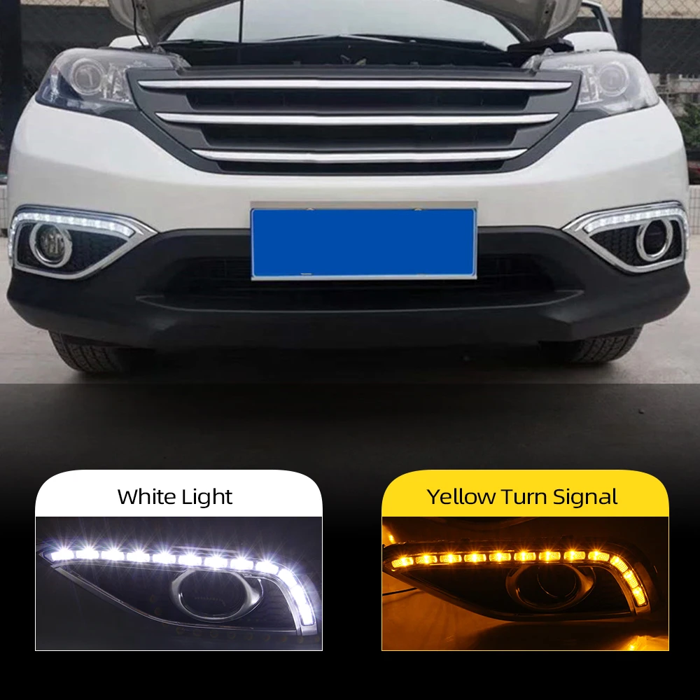 CSCSNL 1 пара DRL Вождения освещают светильник LED DRL с поворотник для Хонда сrv CR-V 2012 2013 противотуманная фара реле Дневной светильник