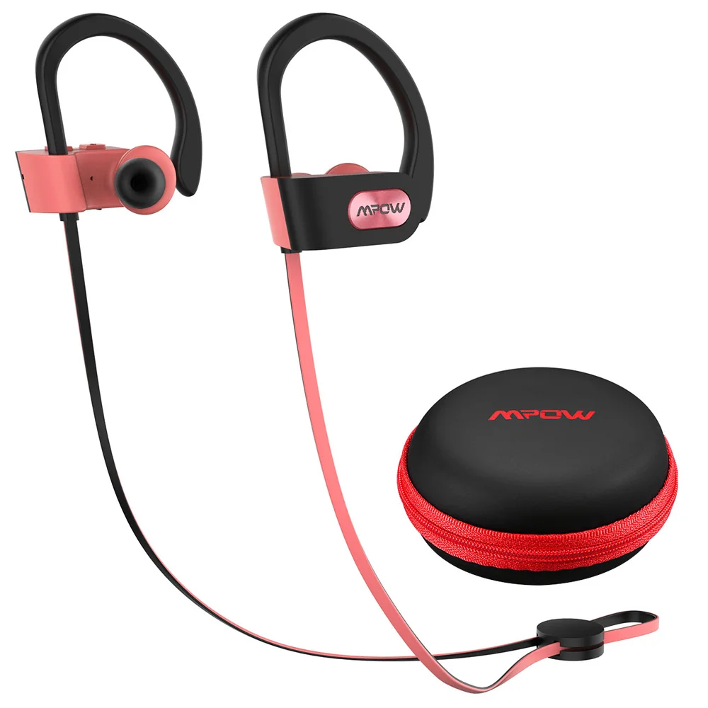 Pink Headphone Mpow пламя IPX7 водонепроницаемые Bluetooth 4,1 наушники с шумоподавлением Наушники Hi-Fi стерео Беспроводные спортивные наушники с микрофоном чехол - Цвет: Pink Headphone