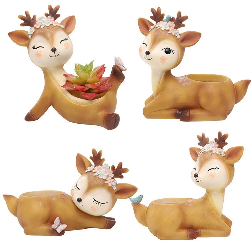 

Cartoon Deer Flower Pot Craft Desktop Decoration Cute Succulent Planter Garden Plant Pot Home Decor Craft Desktop Decoration