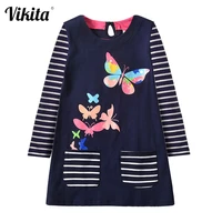 vikita girls dress autumn spring baby girl striped cartoon print clothes kids dresses for girls vestidos princess cotton dress