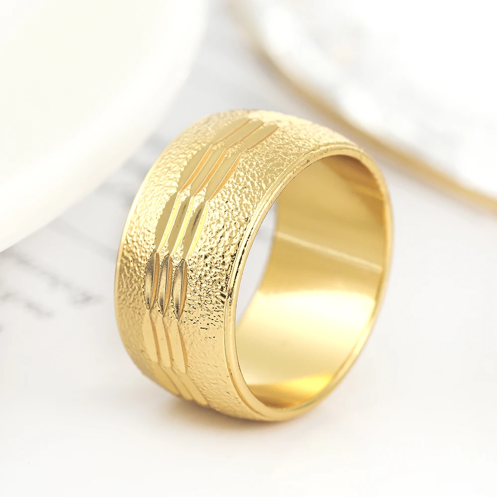 

Women Rings Gold Plated Concave Pattern Ring Designed for Ladies Simplicity Banquet Wedding Ring Give Girls Gifts Jewelry