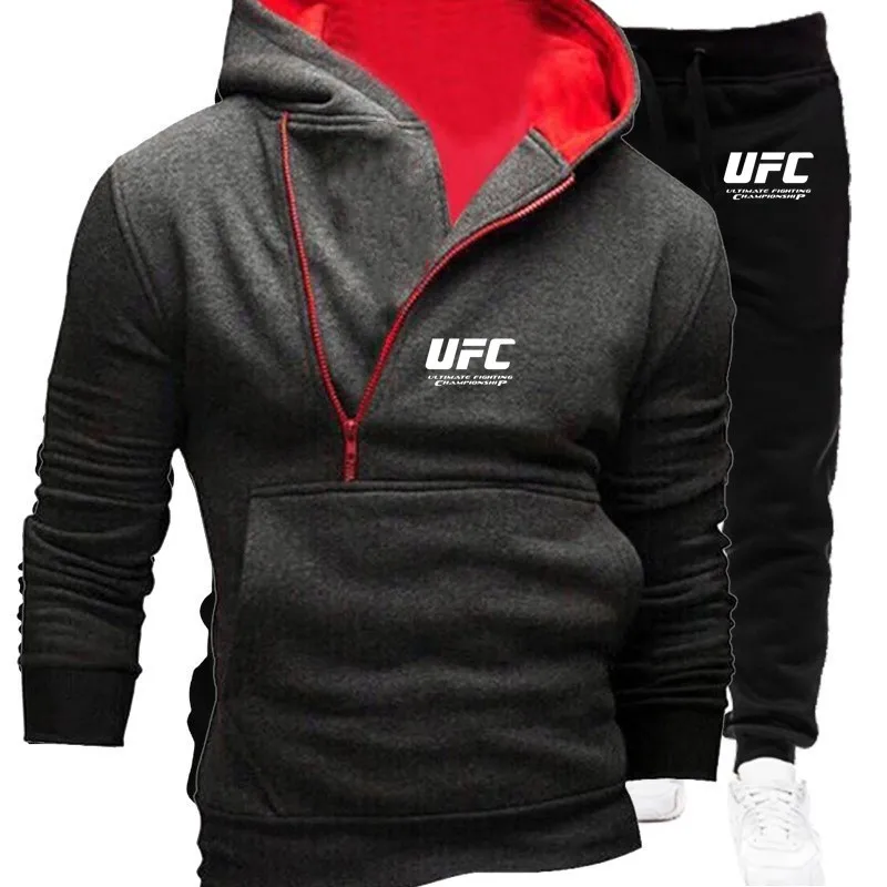 

2022 New Spring Men's Suit Thick Hooded Jacket + Pants 2PC Set Of Men's Brand Hoodie Zipper Track Suit Men's Sports Suit