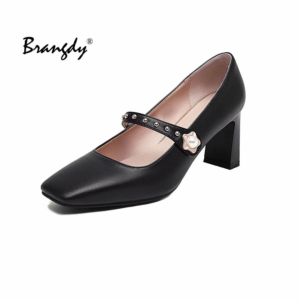 

Brangdy 2021 New Black High Heels Shoes Women Pumps Fashion Patent Leather Platform Shoes Woman Round Toe Mary Jane Shoes 48