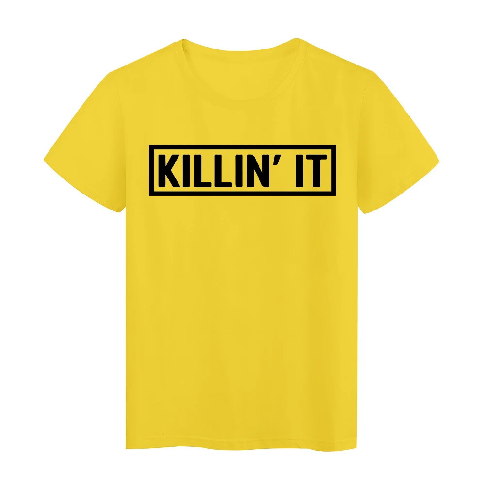 

Hip Hop Beautiful Style Summer T-shirt Women Black KIILIN IT Letter Graphic Printed Short Sleeve Streetwear Punk White Tshirt