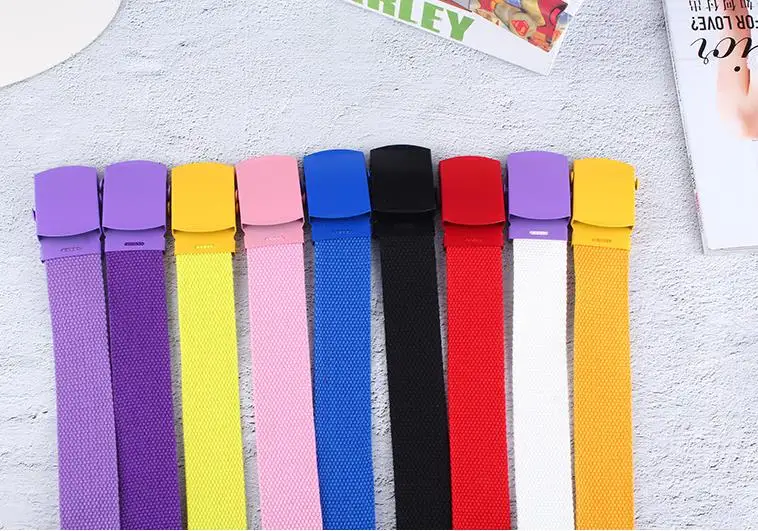 Холщовый пояс для мужчин и женщин студенческий с двойной пряжкой в Корейском