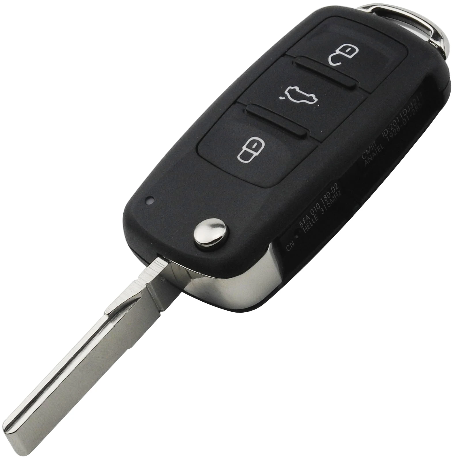 Uncut Blade Jingyuqin, новинка, 3 кнопки, флип, Автомобильный ключ, оболочка, чехол для VW Golf MK6 Bora Polo Tiguan Touareg 202AD 202H 202Q Cut/Uncut Blade - Количество кнопок: Uncut Blade