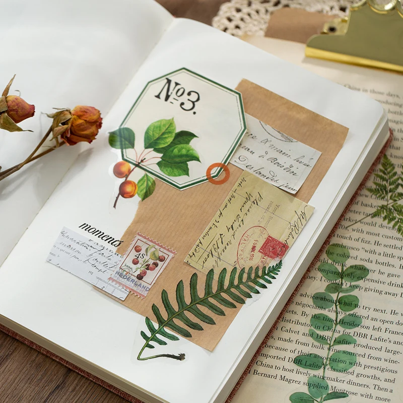 

MyPretties 40Pcs Ferns Leaves Flowers Mushrooms Vintage Stationery Deco Stickers Forest Plants DIY Scrapbooking Stickers