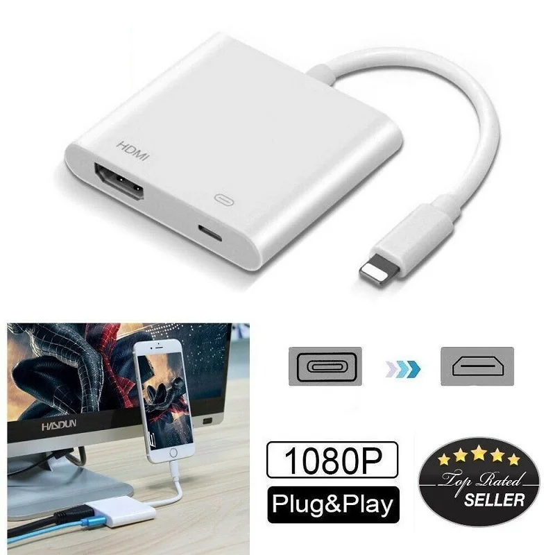 Высококачественный цифровой адаптер Lightning/AV HDMI/HDTV TV для iPad/ iPhone IOS 11/12 13 |