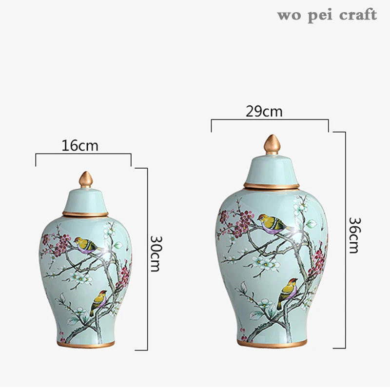 

Painted Ceramic Vase Ornaments Classical Flowers and Birds Vases Multipurpose Antique Porcelain Storage Jars Rustic Home Decor