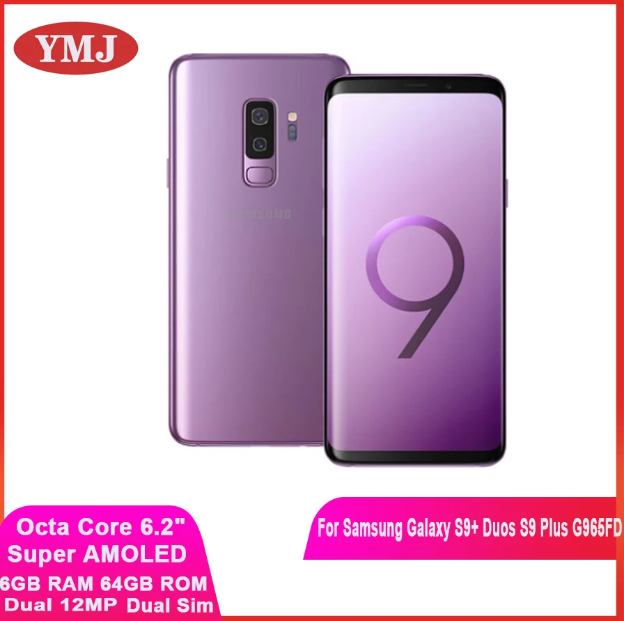 Samsung Galaxy S9 + S9 плюс Duos G965FD двусимочный 6 ГБ оперативной памяти, 64 Гб встроенной памяти, глобальная версия Octa Core 6,2 дюйм NFC Оригинальный разблокирова...