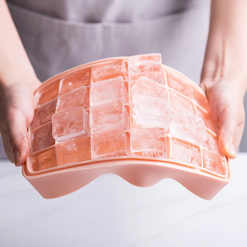 

24 кубика, лоток для льда с крышкой, силиконовый лоток для льда, форма для напитков, желе, морозильника, форма для мороженого, контейнер для хр...