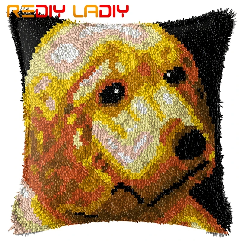 Крюк с защелкой подушки щенок собака печати холст чехлы акриловой пряжи вязаная