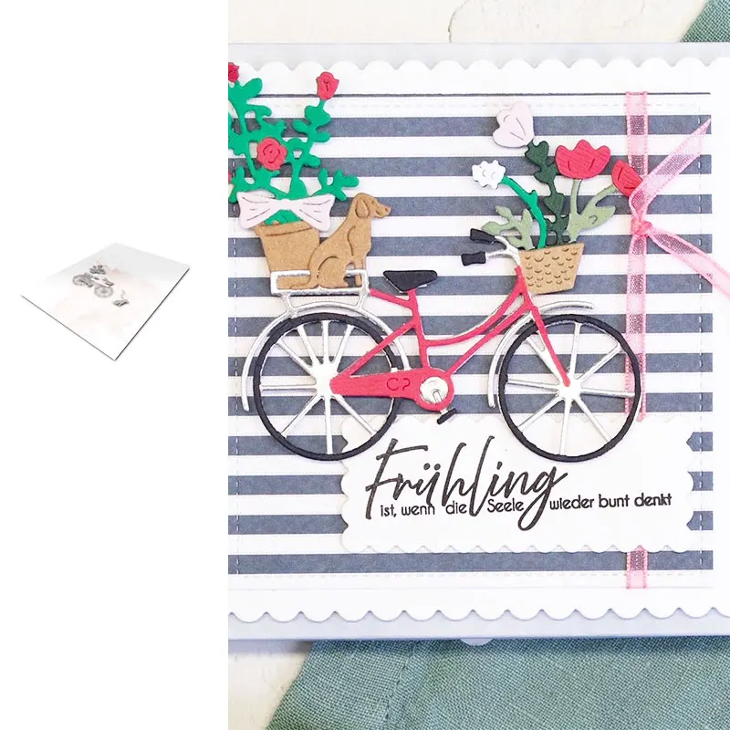 

Dutch Bike with Fiffi Die Cutting Dies and Stamps Scrapbook Dariy Decoration Stencil Embossing Template Diy Make Albums New