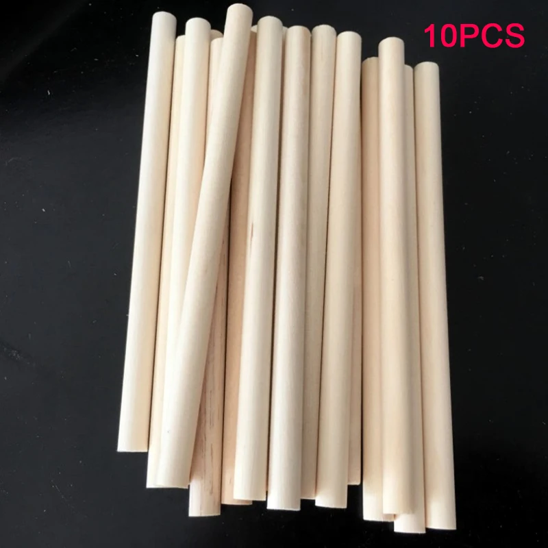 

10*Wooden Dowel Rods Unfinished Hardwood Round Dowel Sticks Crafts DIY Projects
