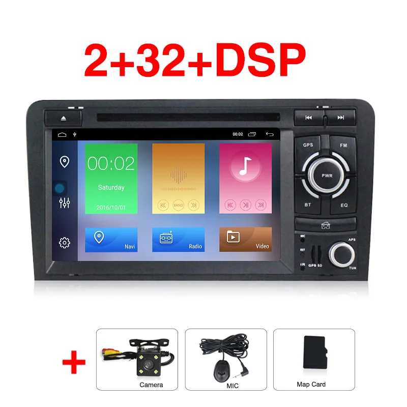 Car dvd camera Новинка! 2din 2+ 32G Android 9,1 автомобильный dvd-плеер gps навигация для Audi A3 S3 2003-2013 мультимедийный плеер радио FM wifi BT RDS CAN шина - Цвет: Car dvd camera