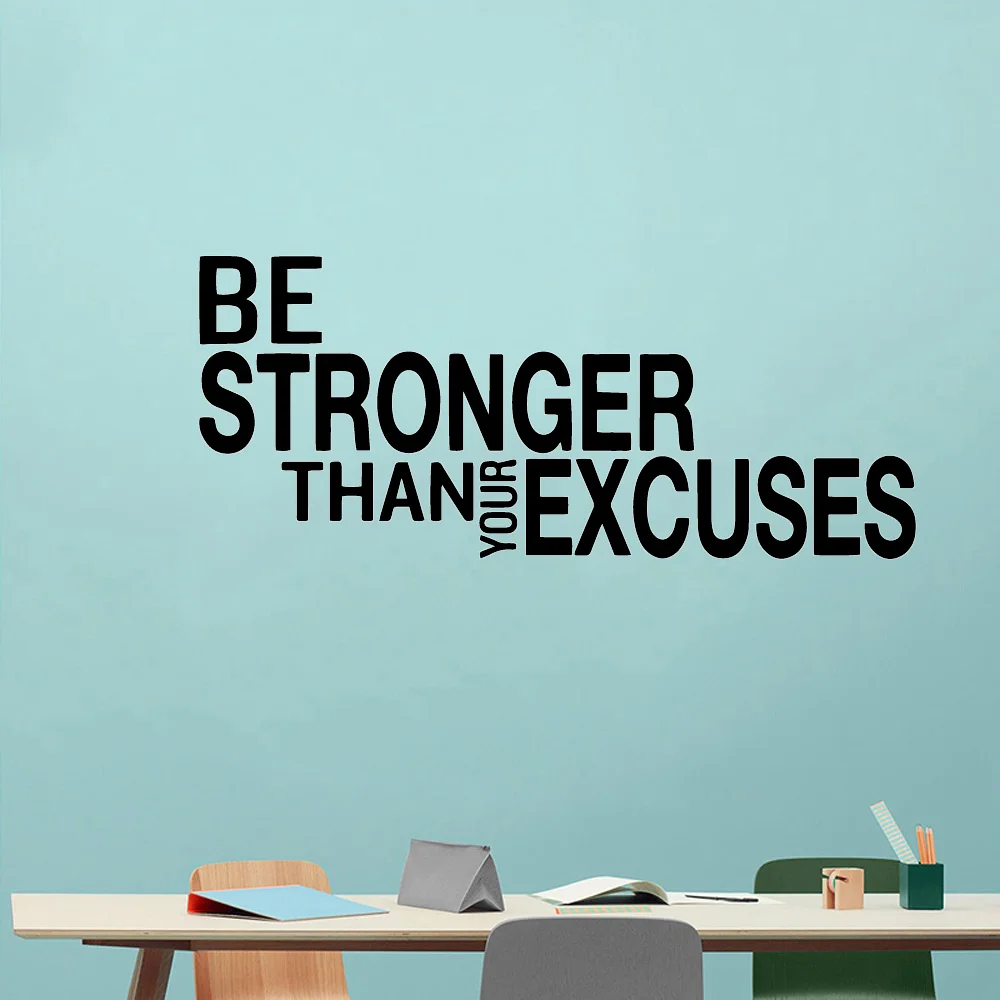 

Be Stronger Than Your Excuses Quote Wall Sticker For Gym Classroom Motivational Inspirational Frase Wall Decal Fitness Crossfit