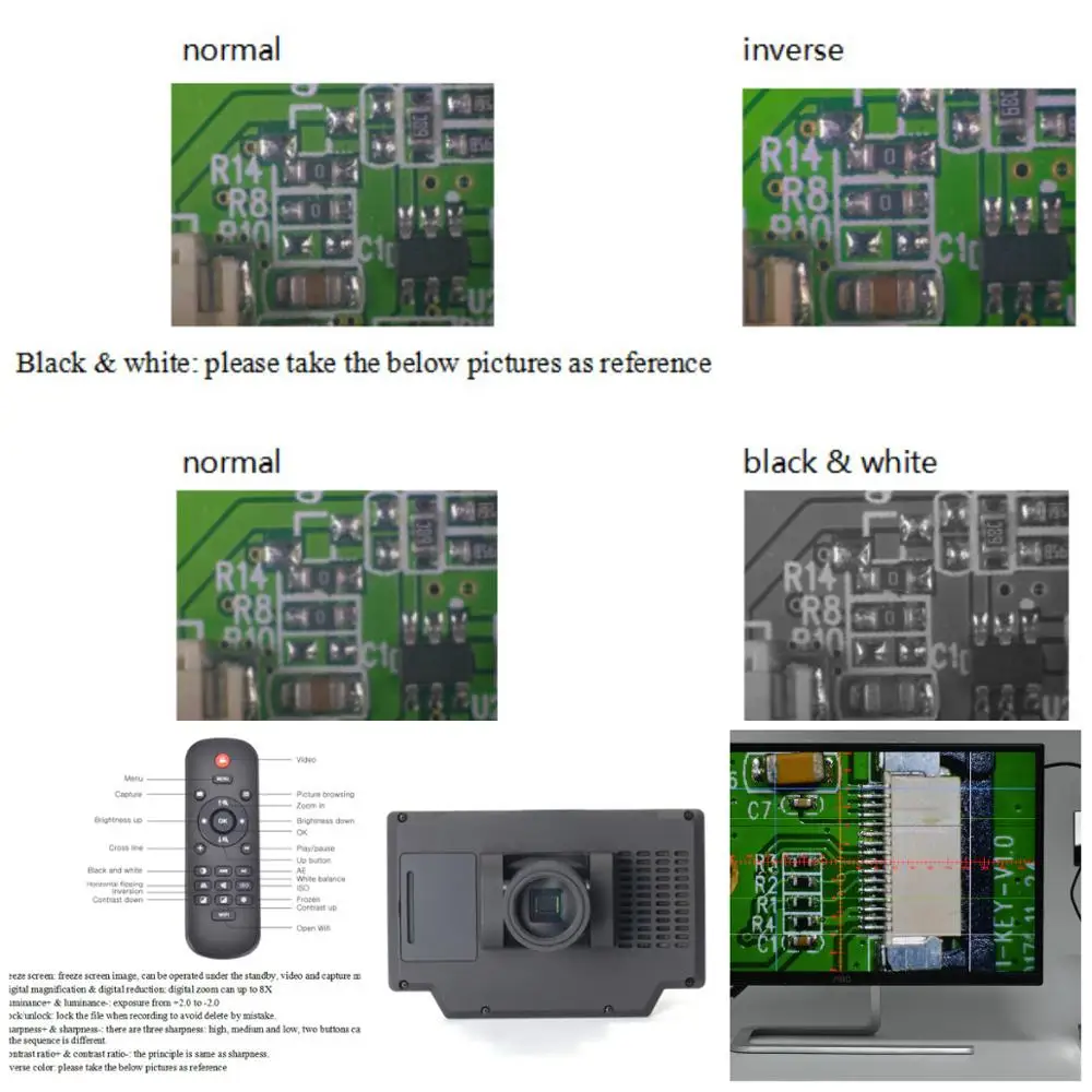 

KE-210 5 Inch Screen Digital Industrial Microscope Camera 150X C-mount Lens 1/2.3 Imaging Sensor with remote control