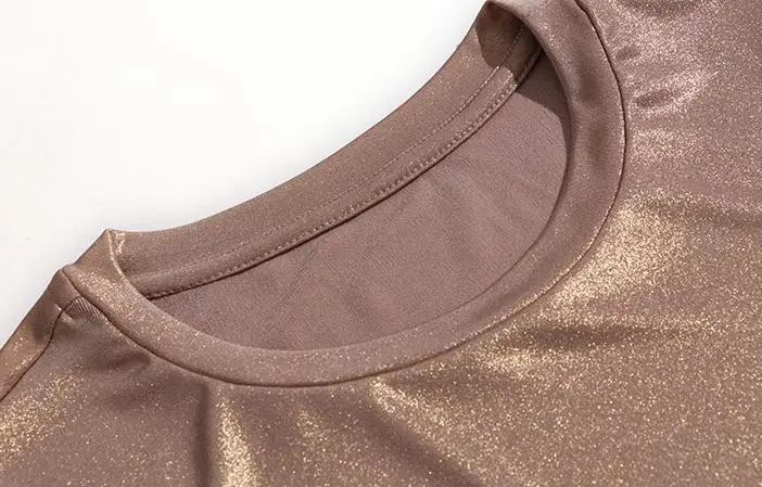 Весна Осень Корейская мода Женская плиссированная синяя Золотая блестящая