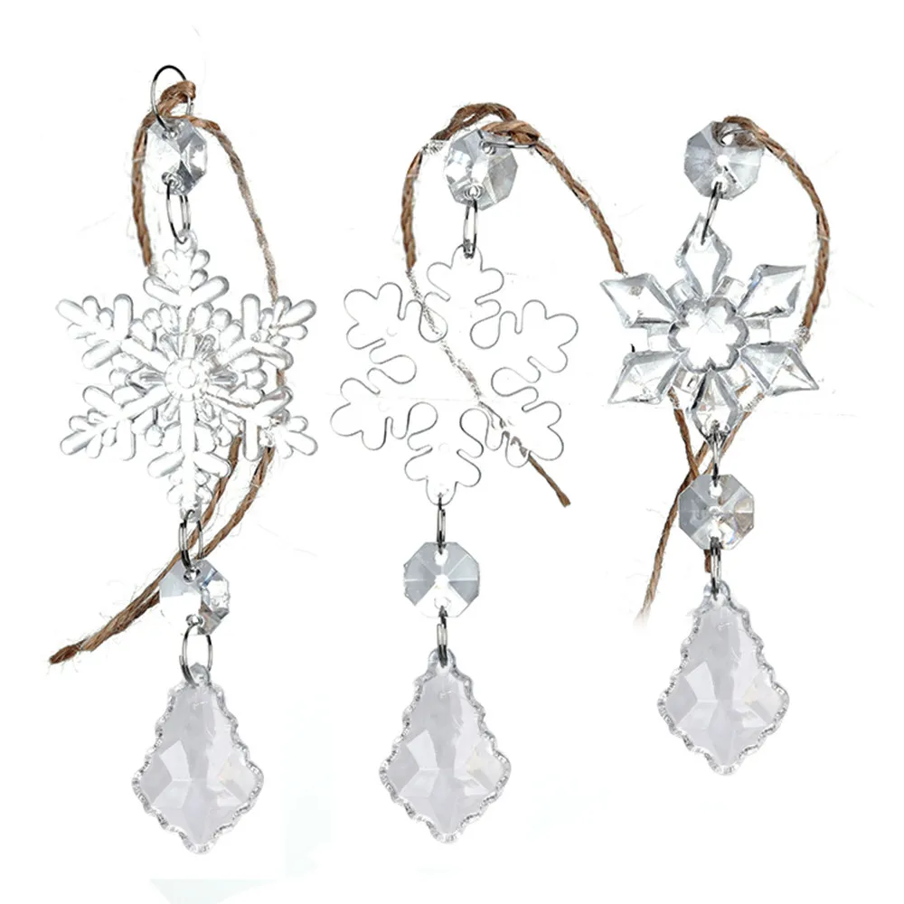 DIY Блестящая серебряная Снежинка Висячие украшения Рождественский кулон в виде