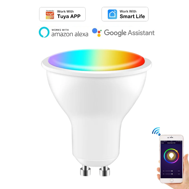

1PC NW 4W RGBCW Wifi GU10 LED Light Bulb Spotlight For Tuya Smart life APP 85-265V Voice Control Work with Alexa Google Home