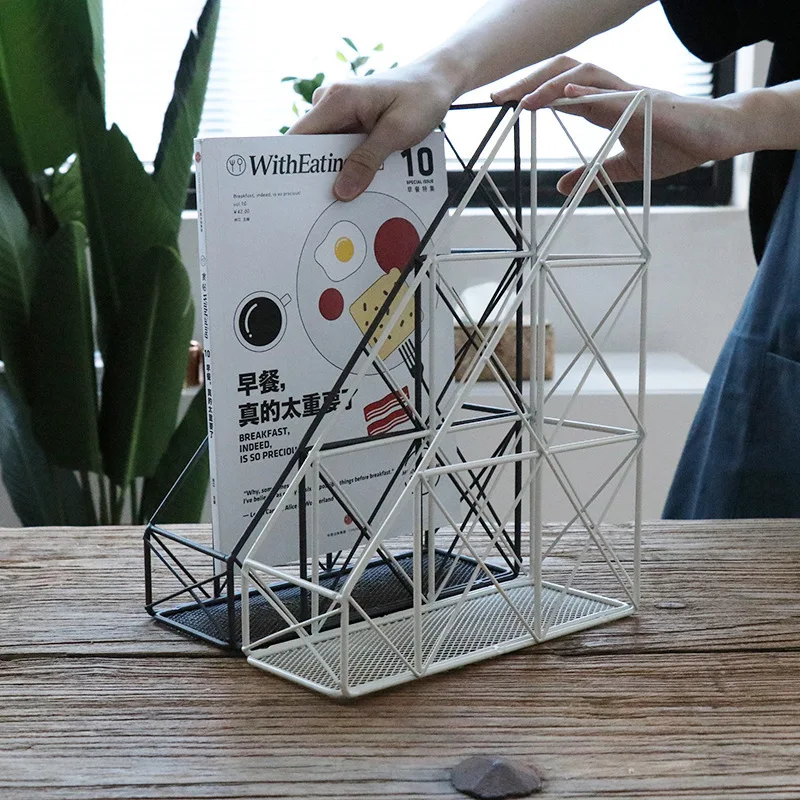 

Железная настольная стойка для хранения книг и файлов в японском стиле, офисный стол, стойка для сортировки документов, подвесная полка для ...